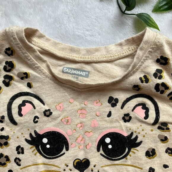 Garanimals Baby Toddler 18M Leopard Face Peplum Top Neutral Beige - Picture 2 of 16